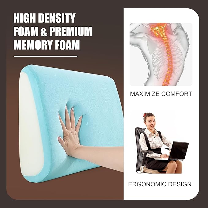 BALAPET Memory Foam Lumbar Support Pillow for Recliner Chair, Extra Large Back Support Cushion for Elderly, Supportive Lumbar Support Pillow, Thick Backrest for Home Reading, 20x14x5, Dark Coffee