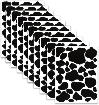 280 Pcs Cow Print Wall Decals, Black Vinyl Wall Stickers Cow Print Peel and Stick Decor for Bedroom Computer Living Room Bathroom Home