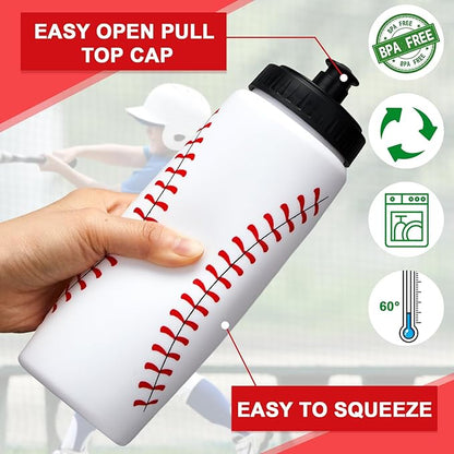 Yaomiao Baseball Water Bottle Bulk Reusable Baseball Sports Bottle for Boys 20 oz Squeeze Water Bottles Baseball Accessories Gifts for Boys Girls School Sports