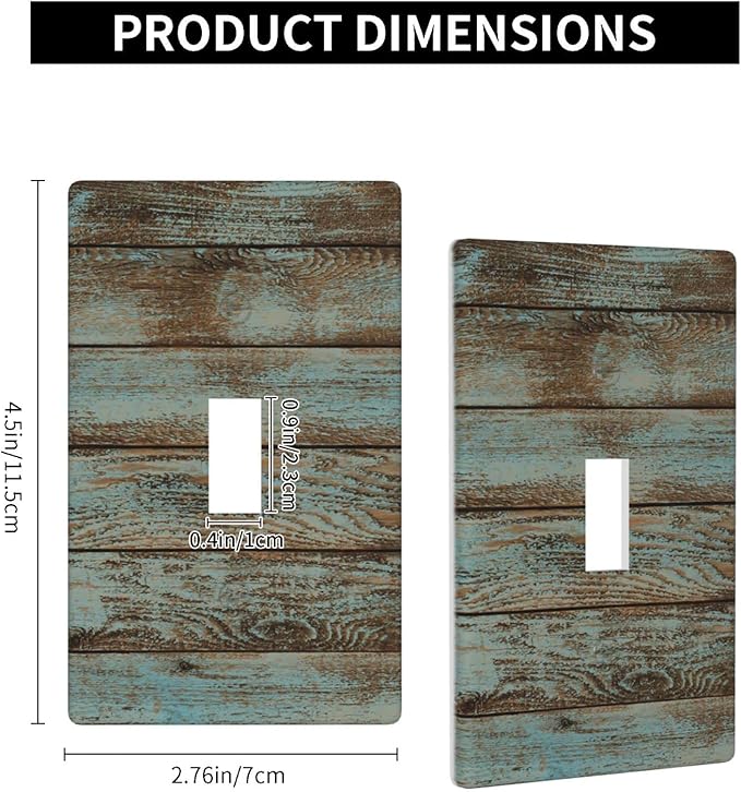 Vintage Green Wood Texture Single Toggle Light Switch Wall Plate Cover Decorative 1-Gang for Room Bathroom Bedroom Home Kitchen One Lightswitch Polycarbonate 4.5" x 2.76"