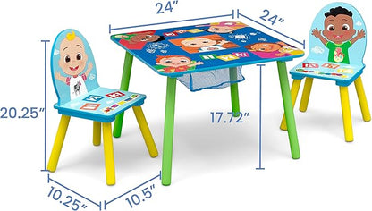 Delta Children Kids Table and Chair Set with Storage (2 Chairs Included) - Greenguard Gold Certified - Ideal for Arts & Crafts, Snack Time, Homeschooling, Homework & More, CoComelon