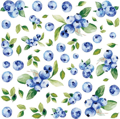 Bamsod Blueberry Wall Decals Removable Boho Wall Stickers Peel Stick Flower Fruit Wall Decals Fresh Fruit Wall Stickers for Baby Nursery Kids Bedroom Living Room Home Kitchen (Blueberry)