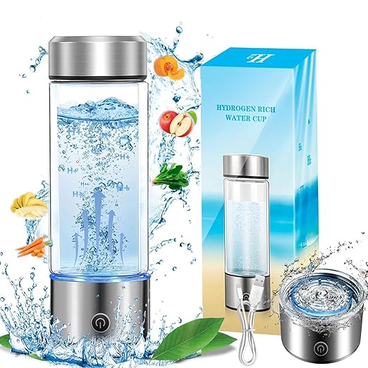 2024 Hydrogen Water Bottle, Portable Hydrogen Water Bottle Generator, Ion Water Bottle Improve Water Quality in 3 Minutes, Rechargeable Hydrogen Rich Water Glass Cup for Home Office Travel