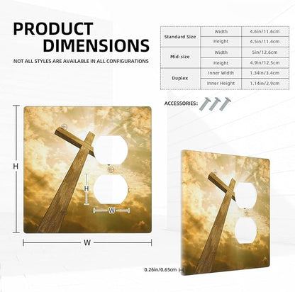 Christ Jesus Cross Sky Decorative Combo 1 Blank Duplex Outlet Switch Cover Wall Plate 2 Gang for Electrical Kitchen Living Room Bedroom Bathroom Home Novelty Decorate