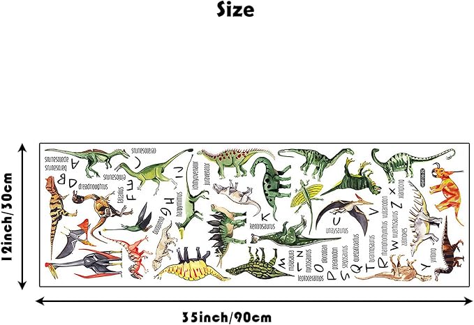 26 English Letters Dinosaurs Wall Stickers Tyrannosaurus Rex Pterosaur Triceratops Wall Decals Kids Bedroom Living Room Bathroom Home Decoration