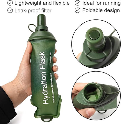 150ml Soft Flask, TPU Collapsible Soft Water Bottle for Hydration Pack, Running Vest, Folding Water Bottle for Hiking Cycling Climbing-1Pcs, Green