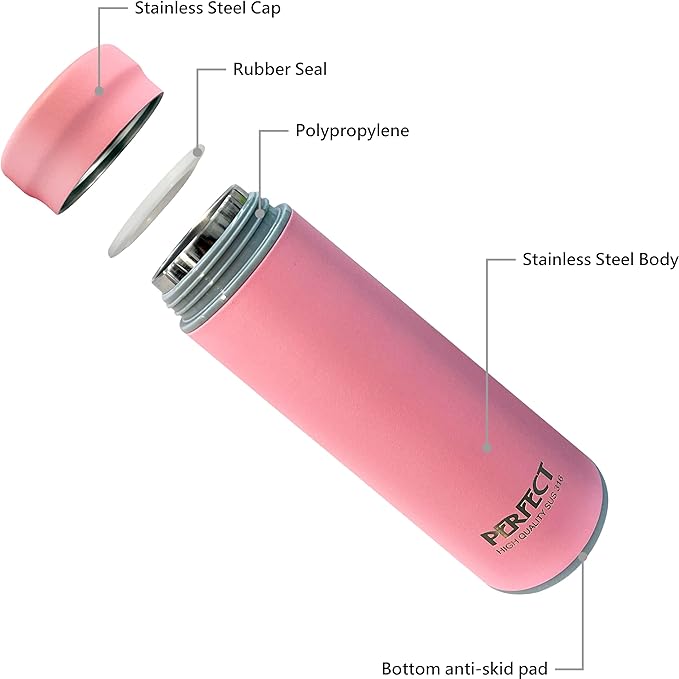 17 OZ 316 Stainless Steel Vacuum Insulated Water Bottle, Keep Cold and Hot, Seamless Cup Leak Proof And Wide Mouth, Pink