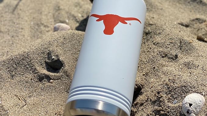 University of Texas at Austin 32oz Stainless Steel Double Walled White Beverage Bottle with Flip Straw Spout - College Gear for Playoff Season – For Office, Home or Auto – Show your Longhorn Pride