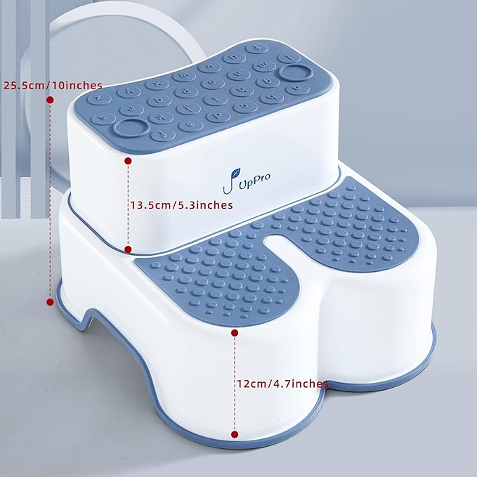 2 in 1 Anti Slip Bunny Step Stool, Detachable Double Up Kids Step Stool, Wide Step Toddler Step Stool, Kids Step Stool for Toilet Potty Training, Kitchen, and Bathroom(Blue)