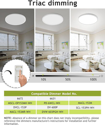 6PACK Flush Mount LED Ceiling Light Fixture White, 12Inch 28Watt, Dimmable & 3000K-4500K-6000K 3 Color Selectable Ceiling Lamp 3200LM Low Profile Ceiling Light for Kitchen Bedroom Hallway Porch