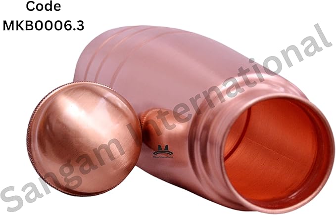 Copper Water Bottle Brown 1000 ML Leak Proof Unique Design And Glossy Finish Water Bottle For Men And Women Home Kitchen Office Health Benefit Of Ayurveda