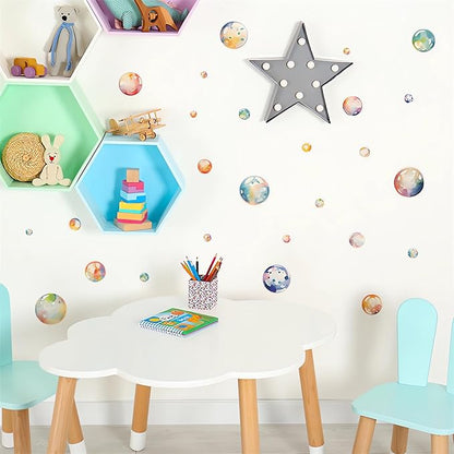 6 Sheets 39 Pcs Colorful Bubbles Polka Dot Wall Stickers, sacinora DIY Circle Art Watercolor Wall Decals Removable Vinyl for Kids Baby Nursery Closet Living Room Bedroom Bathroom Home Decorations