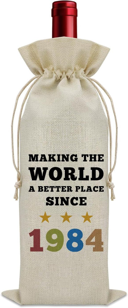 1984 Birthday Gifts Wine Bag Happy 40th Birthday Gifts for Women Men Wine Bottle Decoration Bag 40 Year Old Gifts for Dad Mom Turning 40 Gifts for Him Her Wine Accessories Gifts for Wine Lovers