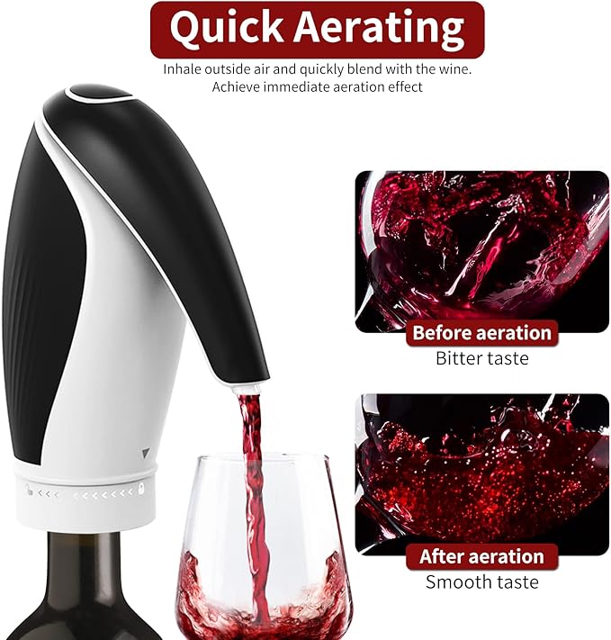 Electric Wine Aerator Pourer - Portable Electric Wine Decanter Set, Automatic Wine Aerator Pourer Spout with USB Rechargeable, Smart Wine Dispenser Best Wine Gifts for Home, Bar and Travel