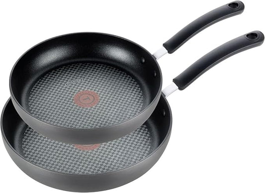 T-fal Ultimate Hard Anodized Nonstick Fry Pan Set 2 Piece, 10, 12 Inch, Oven Broiler Safe 400F, Cookware, Pots and Pans Set Non Stick, Kitchen Frying Pans, Skillets, Dishwasher Safe, Grey