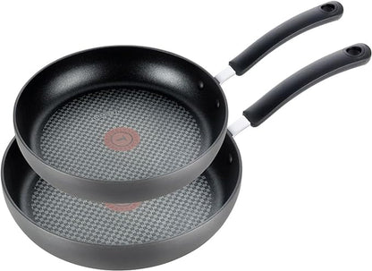 T-fal Ultimate Hard Anodized Nonstick Fry Pan Set 2 Piece, 10, 12 Inch, Oven Broiler Safe 400F, Cookware, Pots and Pans Set Non Stick, Kitchen Frying Pans, Skillets, Dishwasher Safe, Grey