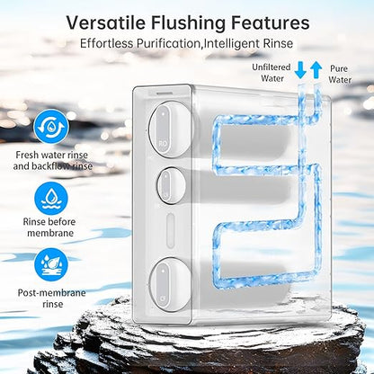 SMONET Tankless Reverse Osmosis System: 7 Stages Reverse Osmosis Drinking Water Filter 600 GPD with Smart LED Faucet Under Sink RO Water Filtration Systems for Whole Home 2:1 Pure to Drain NSF 58/372