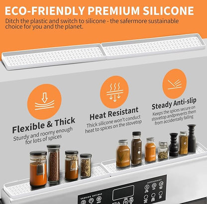 BFONS 30 Inch Silicone Magnetic Stove Top Shelf, Kitchen Over Stove Spice Rack Shelf Apartment Home Must Haves Kitchen Gadgets for Above Stovetop Seasoning Organization Storage (White)