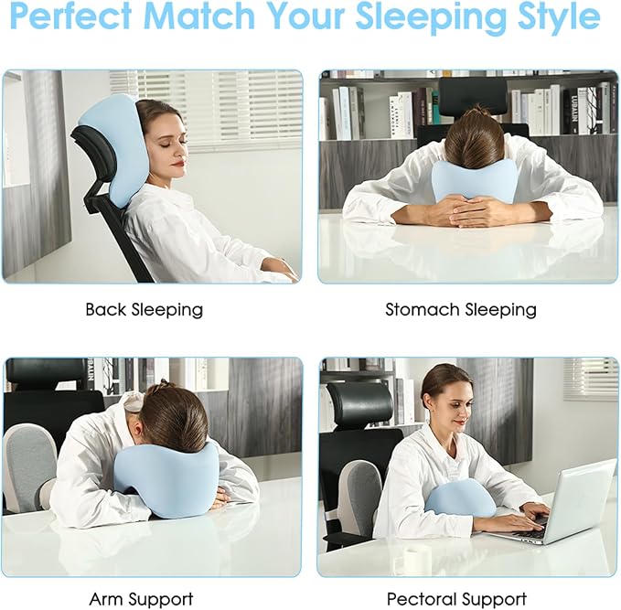 Neck Pillow Airplane, 360° Head Support 2 in 1 Travel Pillows for Adults, Adjustable U Shape Memory Foam Airplane Pillow for Travel, Home, Office, and Gaming