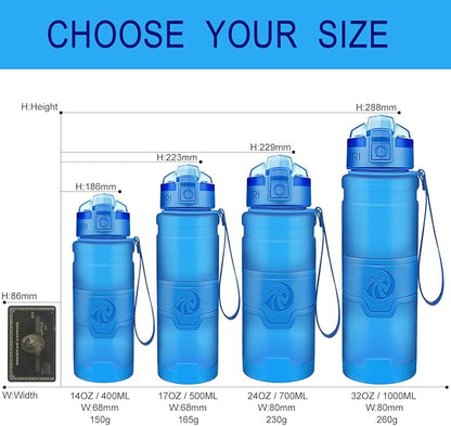 ZORRI 14/17/ 24/32 OZ Water Bottles, BPA Free Tritan Lightweight Leak Proof Sport Bottle with Brush, Lock Feature, Track Marker, and Flip Lid for Kids School, Fitness, Office, Sports & Outdoors