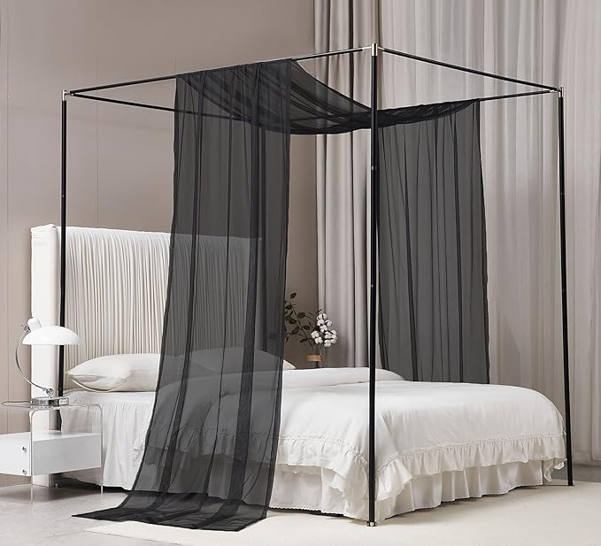 Akiky Bed Canopy Curtains Black Sheer Canopies Bed Drapes Sheer Scarf Valance 1 Canopy Panel Full Queen Size Bed Scarf Valance Home décor