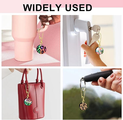 15 Sets Sublimation Charms Accessories for Stanley Cup Sublimation Keychain Blanks Bulk MDF Sublimation Key Chains Charm Blanks for Tumblers with Handle for DIY Crafts Gift (Round)