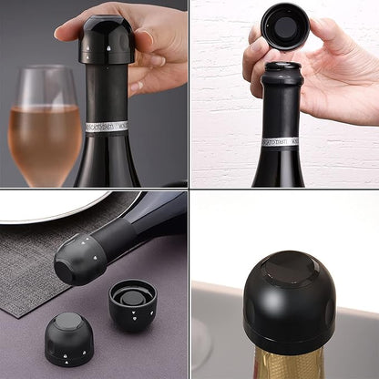 2 Packs Champagne Stoppers, Leakproof Champagne Stoppers, Reusable Champagne Preserver Bottle Saver, Champagne, Cava, Prosecco Sparkling Wine Keep Fresh,Fits Most Champagne Bottle.