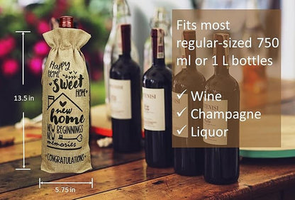 PANCHH Wine Bag for Wine Bottle Housewarming Gifts Present for Women, Cute Housewarming Party Gift Idea for New Home House -Perfect Realtor House Warming Closing Gift for Client or New Home Owner