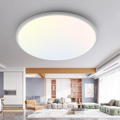 1PACK LED Flush Mount Ceiling Light Fixture, 3000K-4500K-6000K & 150W Equivalent Modern Kitchen Recessed Ceiling Lamp 36W 3600Lm 16 Inch Closet Round Surface for Bathroom Laundry Bedroom Hallway