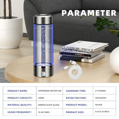 Purify Hydrogen Water Bottle Generator,Portable Hydrogen Water Lonizer Machine,Rechargeable Hydrogen Water Bottle with SPE/PEM Technology,for Home Office Travel