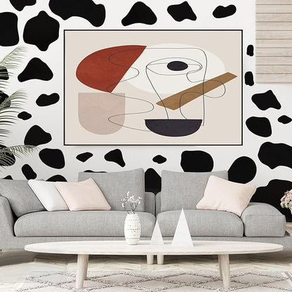 280 Pcs Cow Print Wall Decals, Black Vinyl Wall Stickers Cow Print Peel and Stick Decor for Bedroom Computer Living Room Bathroom Home