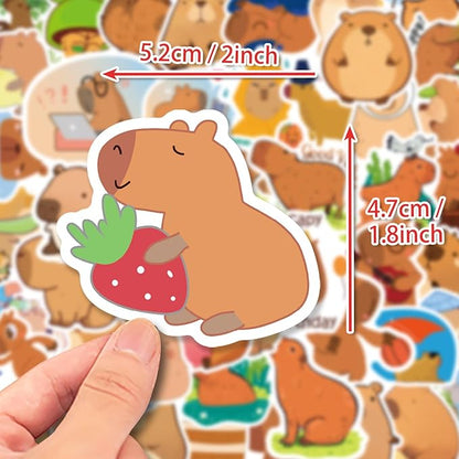 100PCS Cartoon Stickers, Lifany Rainbow and Capybara Stickers Pack for Adults, Kids, Waterproof and Aesthetic Vinyl Stickers for Water Bottle, Laptop, Phones, Skateboard, Black Cat Decor Decal