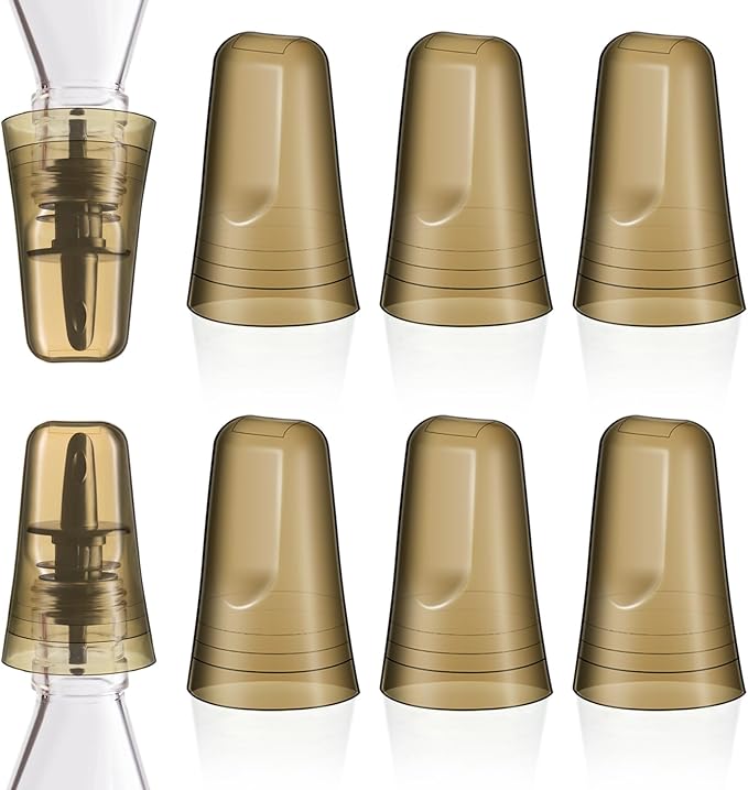 6 Pieces Chengu Pour Spout Covers Translucent Liquor Pourer Covers Universal Bottle Pour Dispenser Liquor Bottle Covers Liquor Bottle Covers Bottle Cover Dust for Home Kitchen Supplies (Champagne)