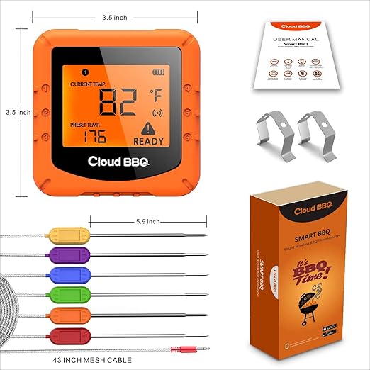 500FT Digital Meat Thermometer Wireless Thermometer with Multy Probes Bluetooth Thermometer Kitchen Thermometer for Smoker Grilling Oven (FS-09O)