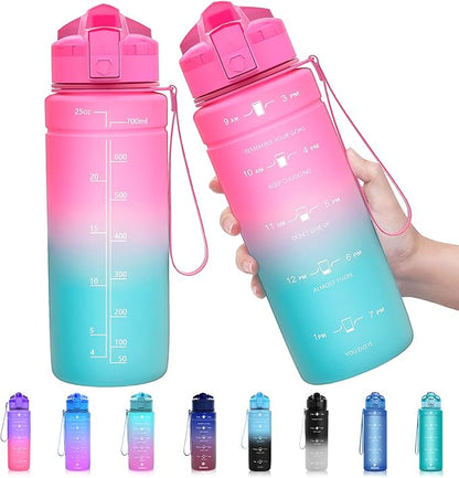 ZOUNICH Tritan BPA Free Water Bottle with Time Marker - 32oz/24oz/17oz Leakproof Motivational Sports Water Bottles to Ensure You Drink Enough Water Throughout The Day for Fitness and Outdoor Activity