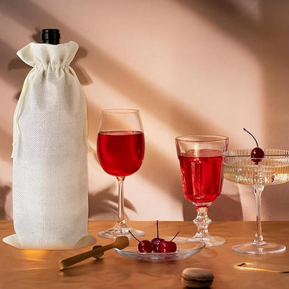 Sibba Housewarming Gifts 2Pcs Drawstring Red Wine Bag Party Decorations Wine Packaging Home House Homeowner Gift Champagne Bag Set Wine Accessories Fit Congrats House Gifts