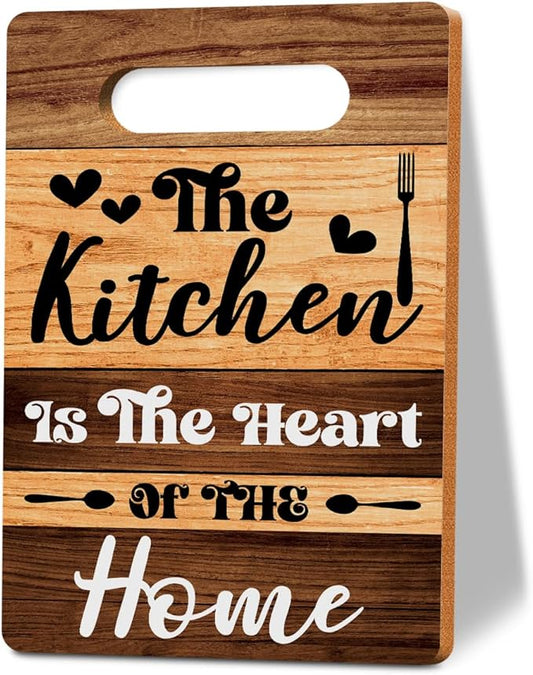 The Kitchen Is the Heart of the Home Cutting Board Gifts, Wood Cutting Boards for Kitchen, House Warming Gifts New Home, Kitchen Wall Art, Christmas Birthday Gifts for Women Mom Grandma 8 x 12 Inch