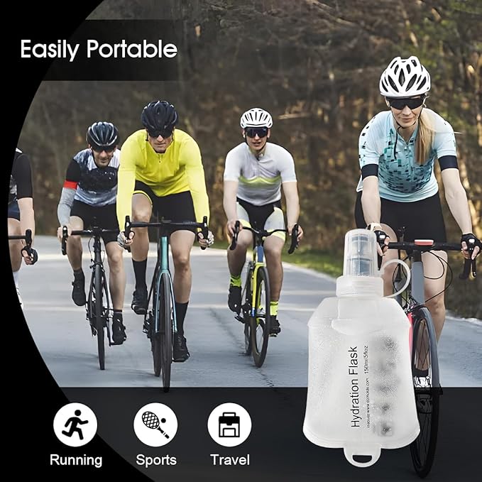 150ml Soft Flask, TPU Collapsible Soft Water Bottle for Hydration Pack, Running Vest, Folding Water Bottle for Hiking Cycling Climbing-1Pcs, White