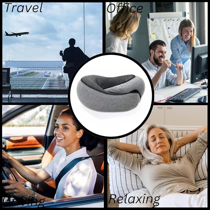 Memory Form Airplane Pillow for Long Flights. Removable Cover, Neck Pillow for Travel. Ideal for Flights,Car and Home Use. Reduces Pressure Points., Grey