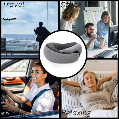 Memory Form Airplane Pillow for Long Flights. Removable Cover, Neck Pillow for Travel. Ideal for Flights,Car and Home Use. Reduces Pressure Points., Grey