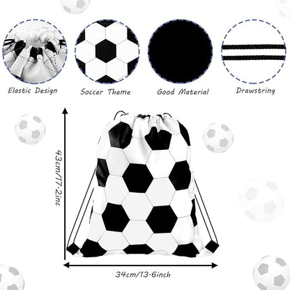 12 Pcs 17 Inch Ball Drawstring Bag Gift Bags Party Favors Cinch Bags Drawstring Backpack Sack Bag (Soccer Style)