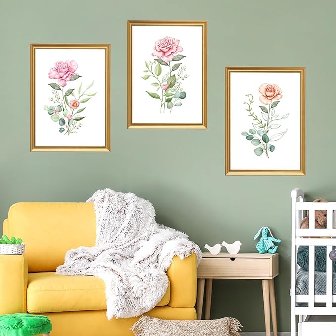 3D Floral Wall Decals for Living Room Office,Vinyl Flowers Wall Stickers, Removable Wall Murals Peel and Stick Flower Wall Art Decor Wallpaper Bedroom Kitchen