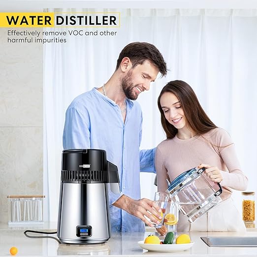 VIVOHOME Water Distiller Countertop 1.1 Gallon/4L 304 Stainless Steel Distilled Water Machine with Smart Switch Purifier Filter for Home Office