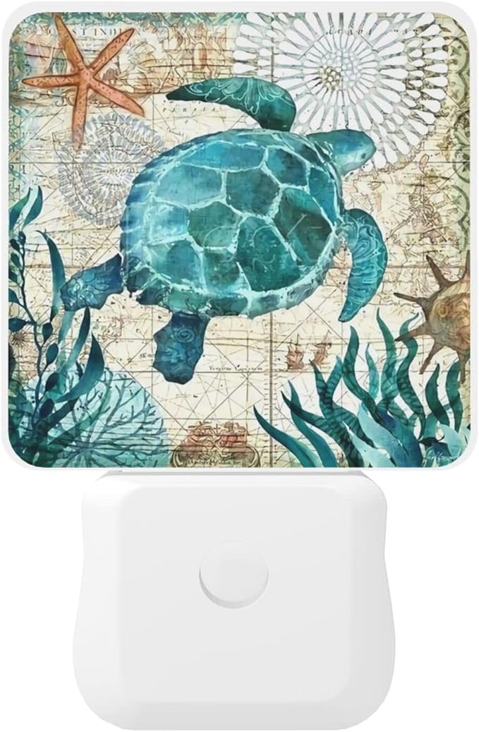 Sea Turtle Night Light Plug into Wall Decorative Plug in LED Nightlight Auto Sensor Dusk to Dawn Decor Lamp for Kids Bedroom Bathroom Kitchen Hallway Stairs Home