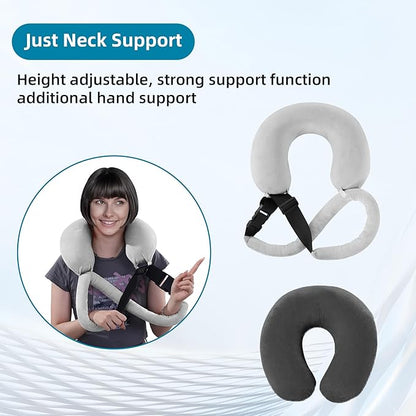 MABOZOO Neck Pillow for Sleeping on Airplane with Adjustable Buckle,Memory Foam Travel Pillow for Neck Support Hand Support,Neck Pillow for Airplane Travel, Car,Train and at Home