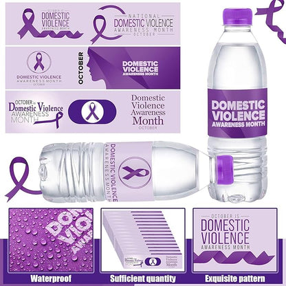 120 Pcs Domestic Violence Awareness Month Decorations Water Bottle Labels 8.6" x 2" Domestic Violence Awareness Month Water Bottle Stickers for Domestic Violence Awareness (Bright Color)