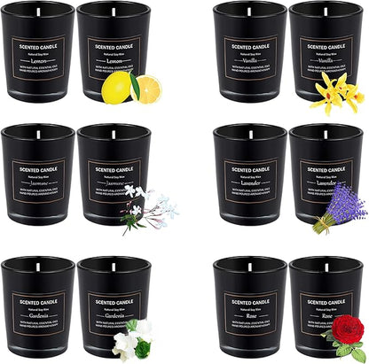 12 Pack Scented Candles Gift Set 2.5oz Strong Fragrance Aromatherapy Jar Candle Set Soy Wax Decorative Candles for Home Scented Candles Best Gifts for Women.