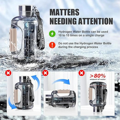 1.5L Large Hydrogen Water Bottle, High-Capacity Hydrogen Water Bottle Generator with SPE/PEM Technology, 6 Minutes Hydrogen Water Machine Rechargeable, Hydrogen Generator Water Bottle Improve Health