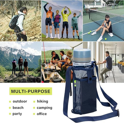 2 Pack Portable Water Bottle Bag with Adjustable Shoulder Strap - Foldable Lightweight Beach Water Bottle Sling Bag for Sports Gym Hiking Camping Walking