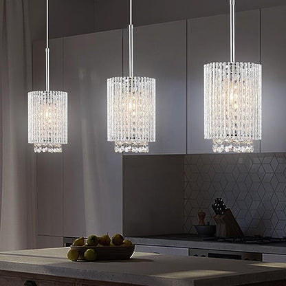 3 Pendant Lights Farmhouse Light Fixtures Kitchen Island Lighting Crystal Hanging Lamp Modern Pendants Ceiling Lamps,for Dinning Room Bedroom Hallway Bar (E26 Base)